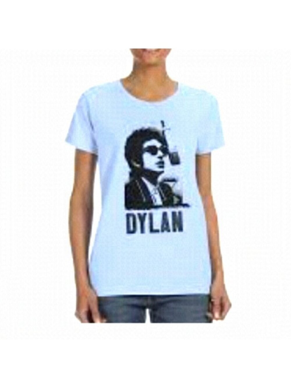 Band tee Bob Dylan T-shirt  woman's size L blue & black slim fit worn once